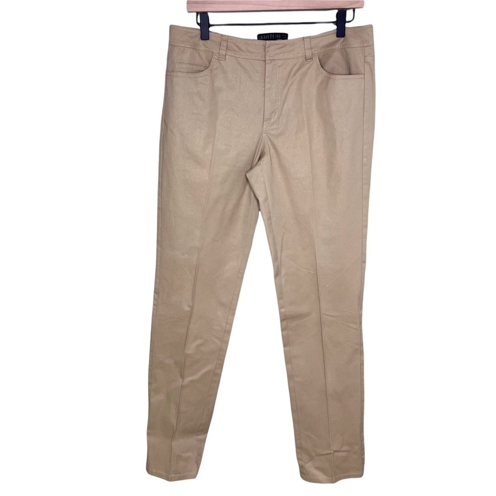 Lafayette 148 Straight Leg Pants Trousers Tan Gold Shimmer Size 6